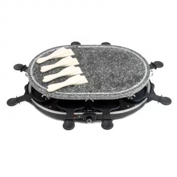 Giles & Posner EK1872GV2VDE Grill raclette de mesa con piedra - 1200W, para 8 personas, negro/gris