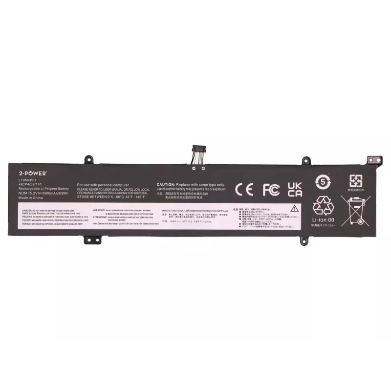 2-Power batería principal para Lenovo Yoga C940-15IRH - 69Wh, 4500mAh, 15,36V, 4 celdas Li-Ion