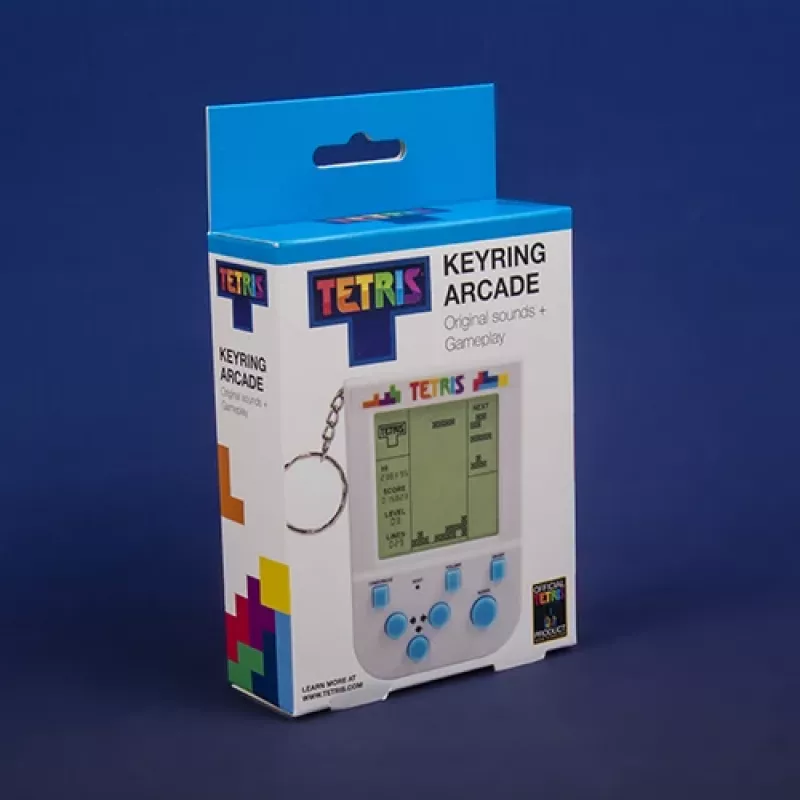 FIZZ CREATIONS llavero mini consola retro con 23 juegos - regalo arcade Tetris