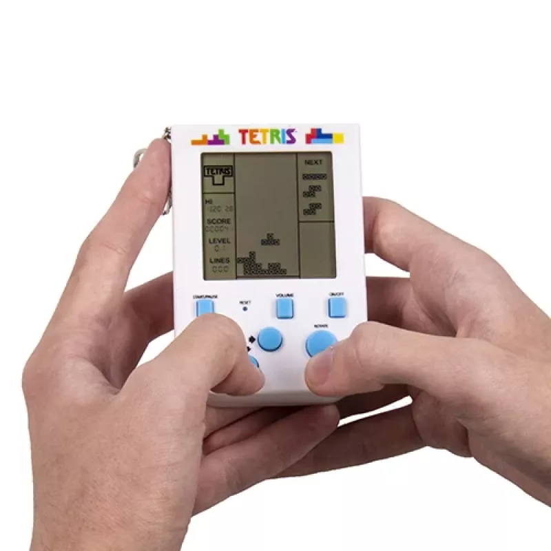 FIZZ CREATIONS llavero mini consola retro con 23 juegos - regalo arcade Tetris