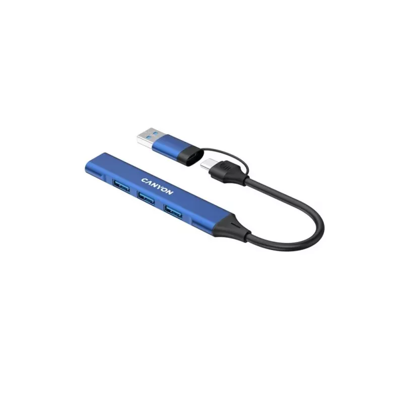 CANYON DS-02 Hub 4 en 1 USB-A/C Azul
