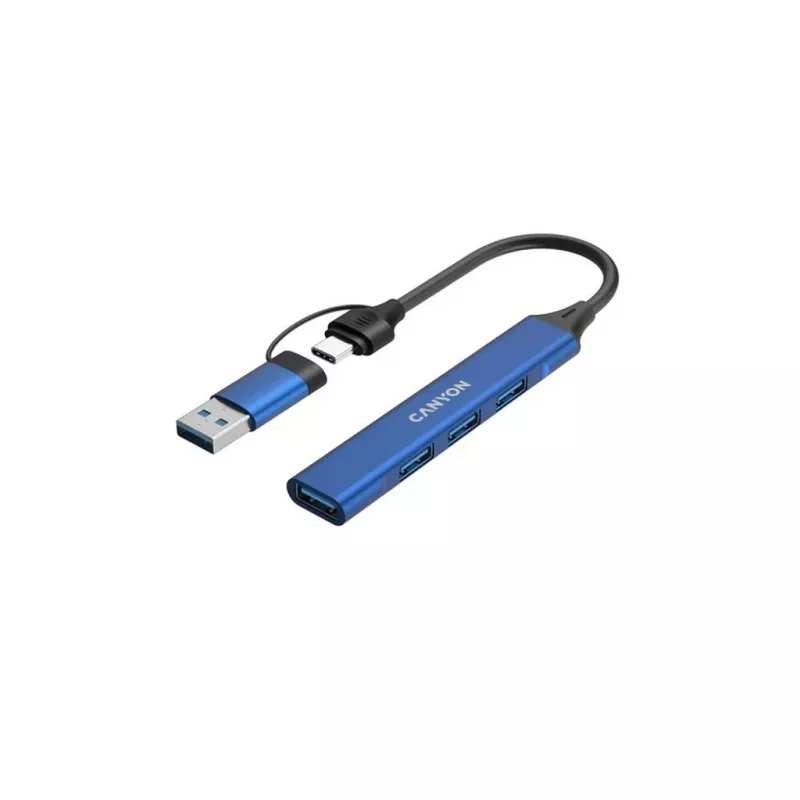 CANYON DS-02 Hub 4 en 1 USB-A/C Azul