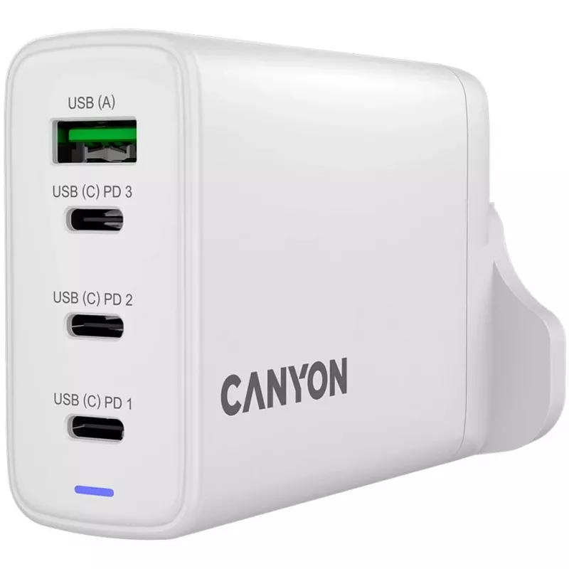 CANYON OnCharge 140 cargador GaN 150W Max 3 USB-C + 1 USB-A blanco enchufe UK