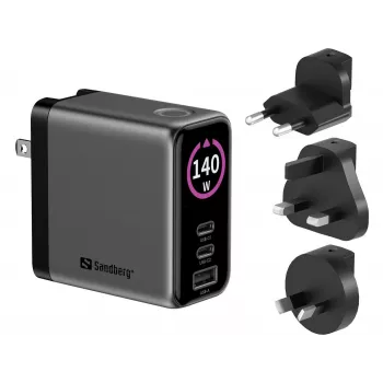 SANDBERG Cargador de viaje PD140W con pantalla