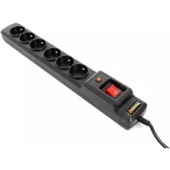 Accura Premium Crux Regleta de enchufes con protección contra sobretensiones 6 tomas 3,0 m negro