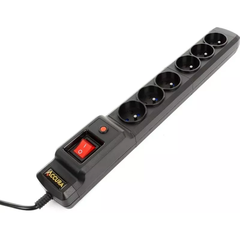 Accura Premium Crux Regleta de enchufes con protección contra sobretensiones 6 tomas 3,0 m negro