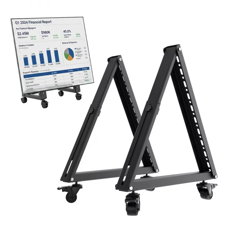 Maclean MC-183 Soporte de suelo móvil/ carro para TV, 37-80 pulgadas, VESA 800x400, 75 kg, ruedas con freno, negro