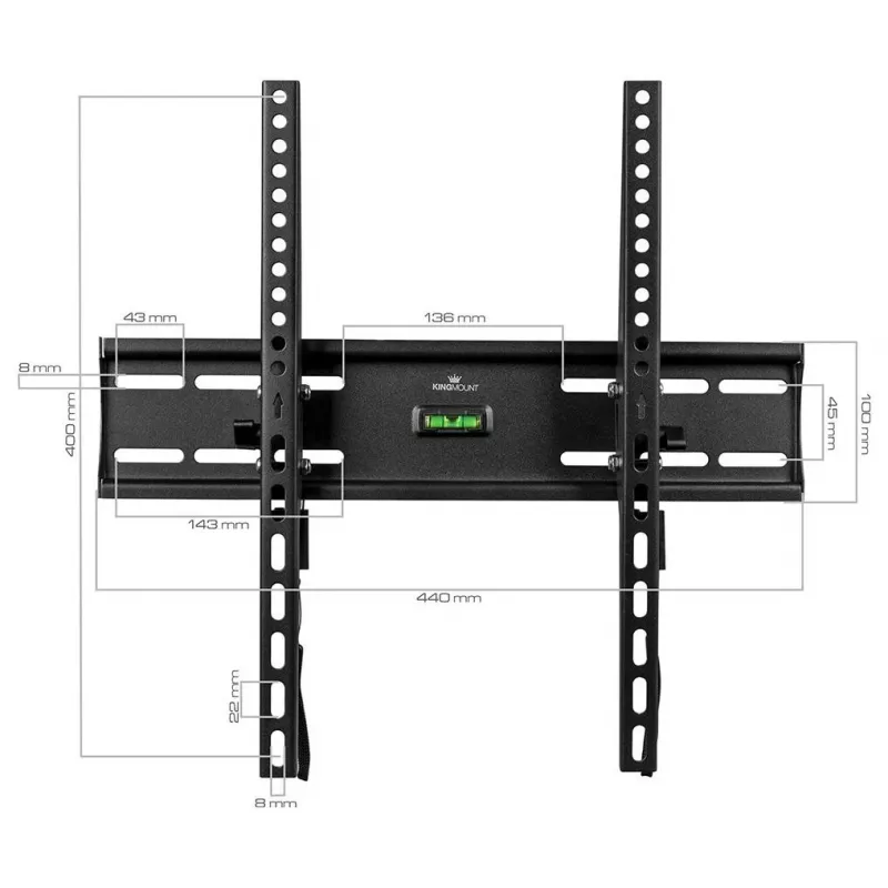 KINGMOUNT KG-1004 Soporte de pared inclinable para TV para pantallas de 23-65 inch, VESA 100x100 a 400x400, hasta 45 kg