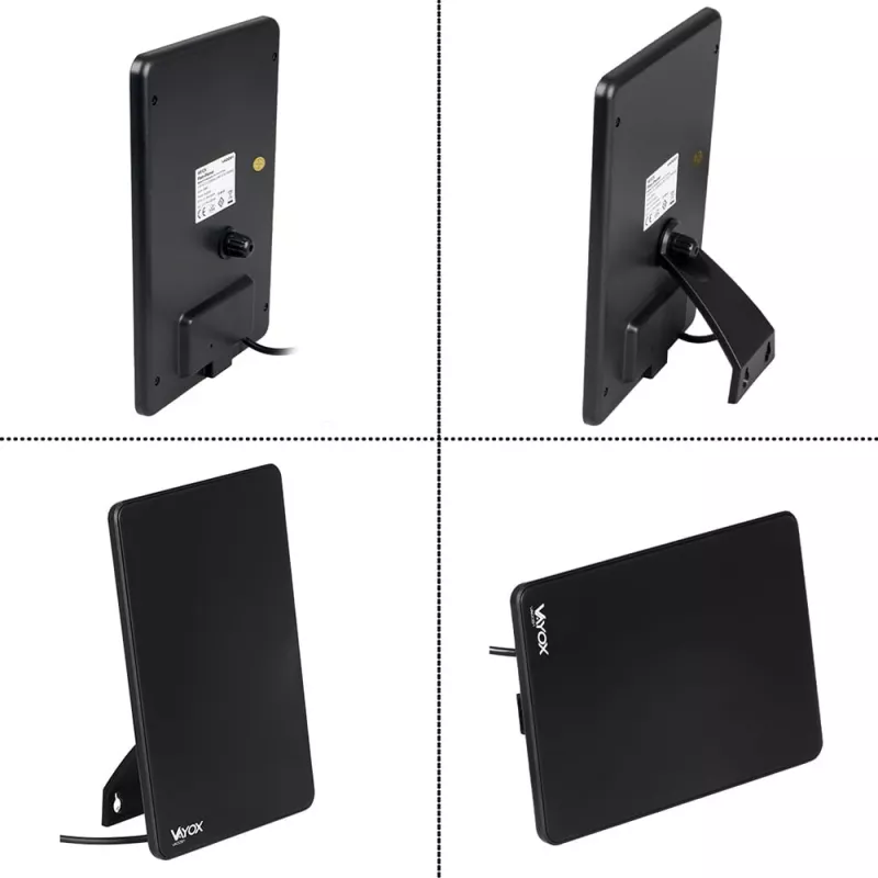 VAYOX VA0091 antena interior DVB-T/T2 con amplificador, negra