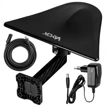 VAYOX DigiActiv VA0023 Antena exterior activa DVB-T/T2 4G LTE VHF UHF negra