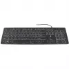 Teclado de membrana con cable USB retroiluminado Accura Artesia ACC-K1408, Full-Size QWERTY, LED multicolor, Negro