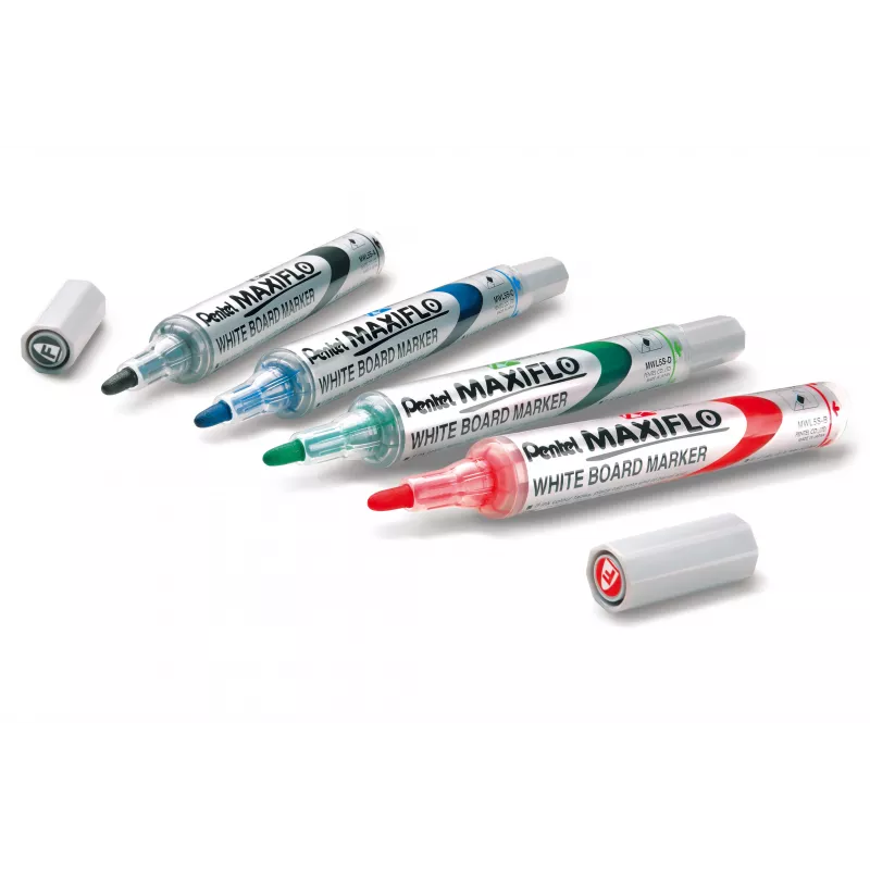 Set de rotuladores para pizarra blanca Pentel Maxiflo Flex-Feel, colores surtidos, 2,0 - 5,0 mm, 4 uds.