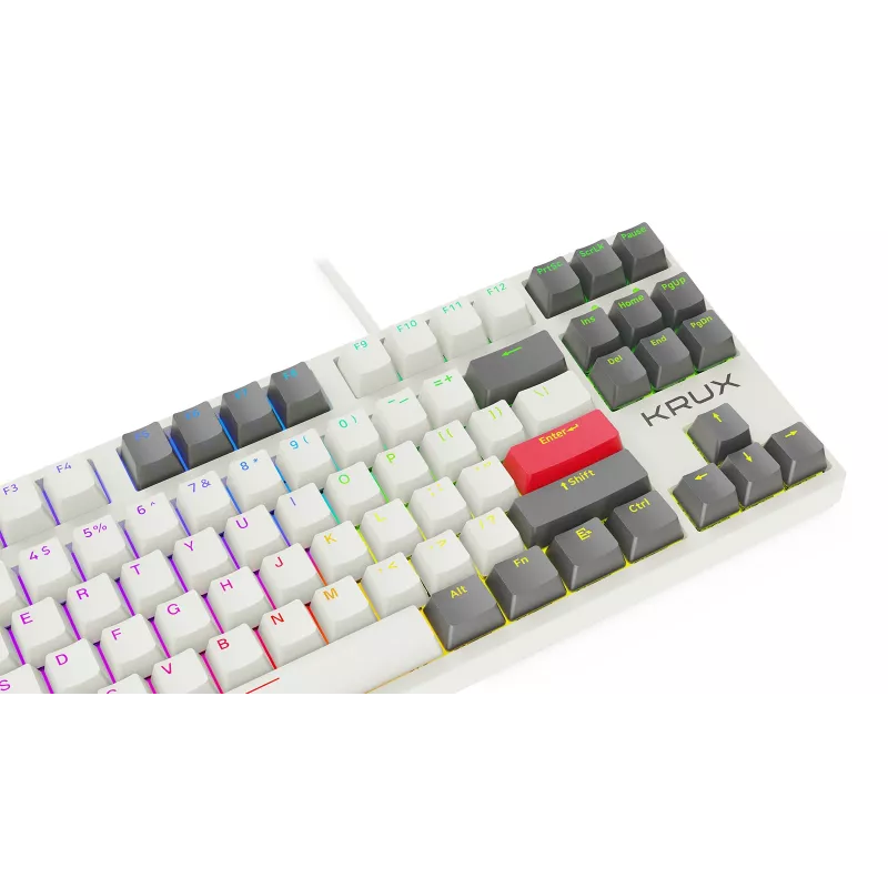 Teclado mecánico KRUX ATAX PRO RGB Creator Retro Gateron Yellow Pro (TKL, 87 teclas, hot-swappable, USB-C, teclas PBT Double-Shot, RGB por tecla)