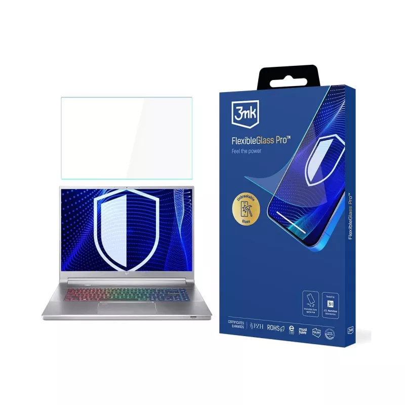 3MK PROTECTION Protector de pantalla FlexibleGlass Pro para Acer Predator Triton 300 SE 14 (PT314-51s) - Vidrio híbrido, Dureza 7H, 0,3 mm, Transparente