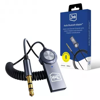 3mk Adaptador de audio Bluetooth - Receptor Bluetooth 5.0 con AUX de 3,5 mm, USB-C, batería de 10 h, negro