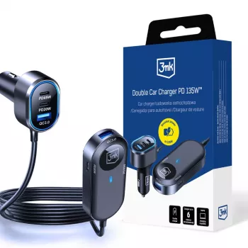 3MK Cargador doble para coche 135W