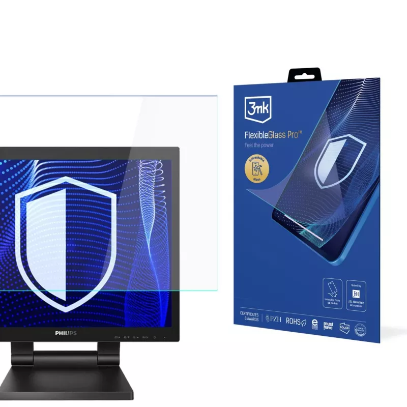 3MK PROTECTION Lámina protectora de pantalla FlexibleGlass Pro para monitor Philips 172B9TL (17 inch, 5:4, cristal híbrido, dureza 7H, 0,3 mm, transparente)