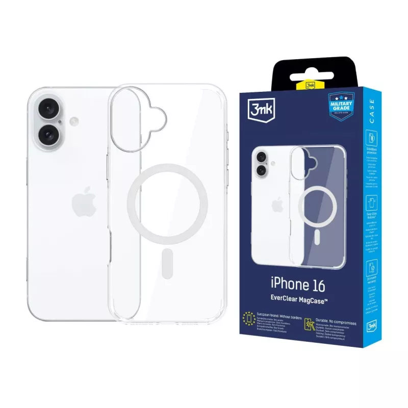 3MK EverClear MagCase Funda trasera para Apple iPhone 16 - Cristal claro