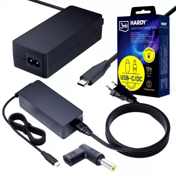 3MK PROTECTION 3mk HARDY® Fuente de alimentación para portátil 65W para IBM/Lenovo/Asus/Toshiba/Acer/Compaq/HP/Dell 20V USB-C/DC 5,5x2,5mm