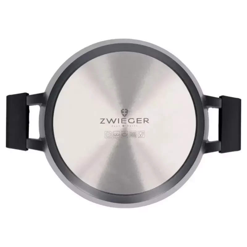 Zwieger Black Stone set de 6 ollas, 3 ollas con tapas, aluminio forjado, apto para inducción, negro