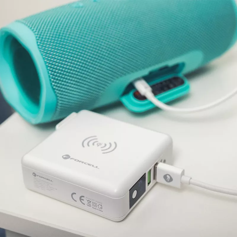 FORCELL F-ENERGY 4 en 1 cargador inalámbrico de 15 W con puertos USB/USB-C y power bank de 8000 mAh