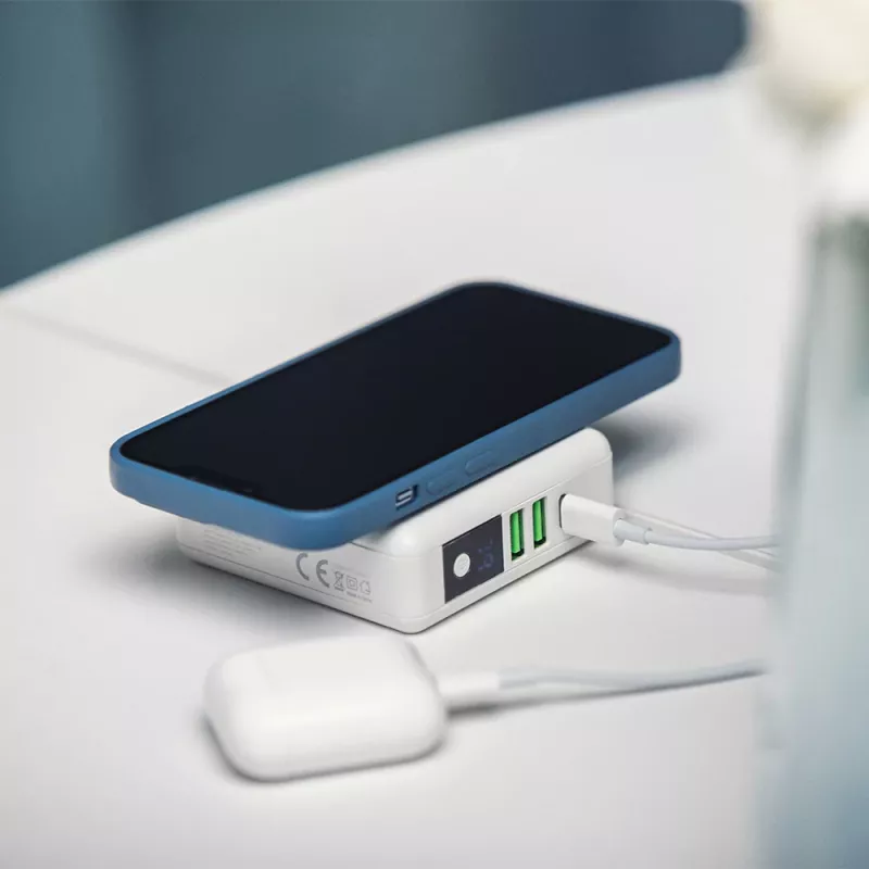 FORCELL F-ENERGY 4 en 1 cargador inalámbrico de 15 W con puertos USB/USB-C y power bank de 8000 mAh