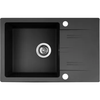 PYRAMIS LEFKADA set de fregadero de cocina (68x44) 1 cubeta 1 escurridor negro + grifo Flessi Black Edision - 070 260 611F