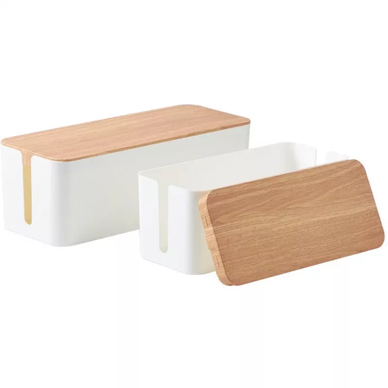 MOZOS KBO-LW-WOOD caja de gestión de cables de bambú para regletas, madera natural