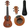MOZOS GECKO Set de ukelele soprano – madera natural, 12 trastes, cuerdas de nailon, incl. funda, afinador, púas, correa, cuerdas de repuesto, paño de limpieza