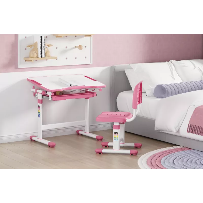 MOZOS DC-SET Conjunto de escritorio y silla ajustables rosa