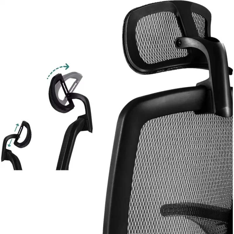 MOZOS ERGO-C Silla de oficina ergonómica premium con respaldo de malla, negra