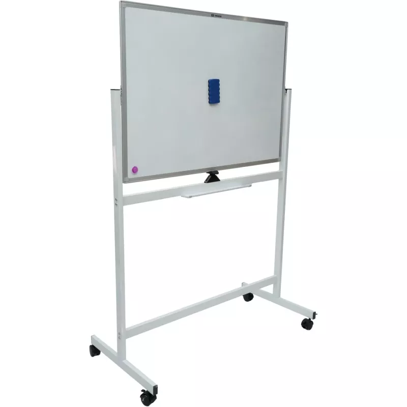 MOZOS Pizarra blanca magnética giratoria móvil 100x70 cm