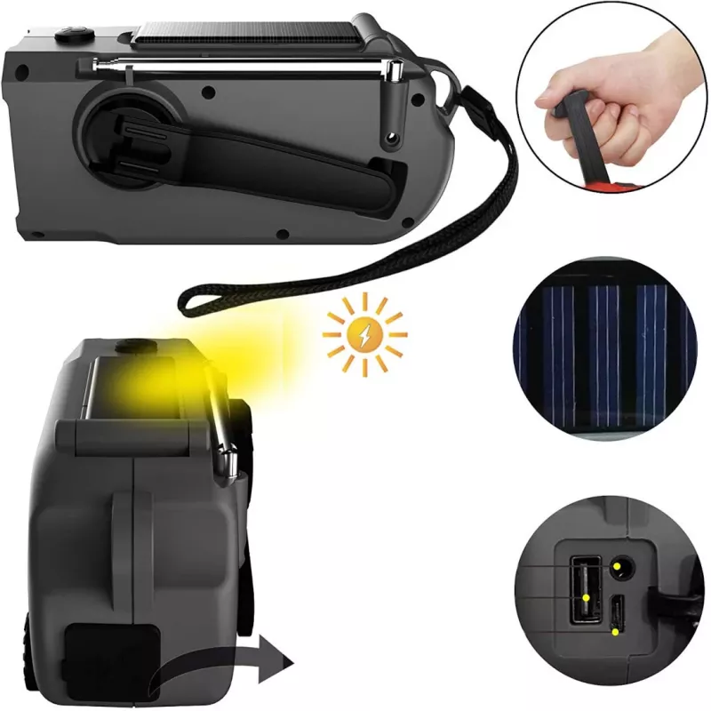 MOZOS ER-01 Radio AM/FM solar y dinamo 5000 mAh