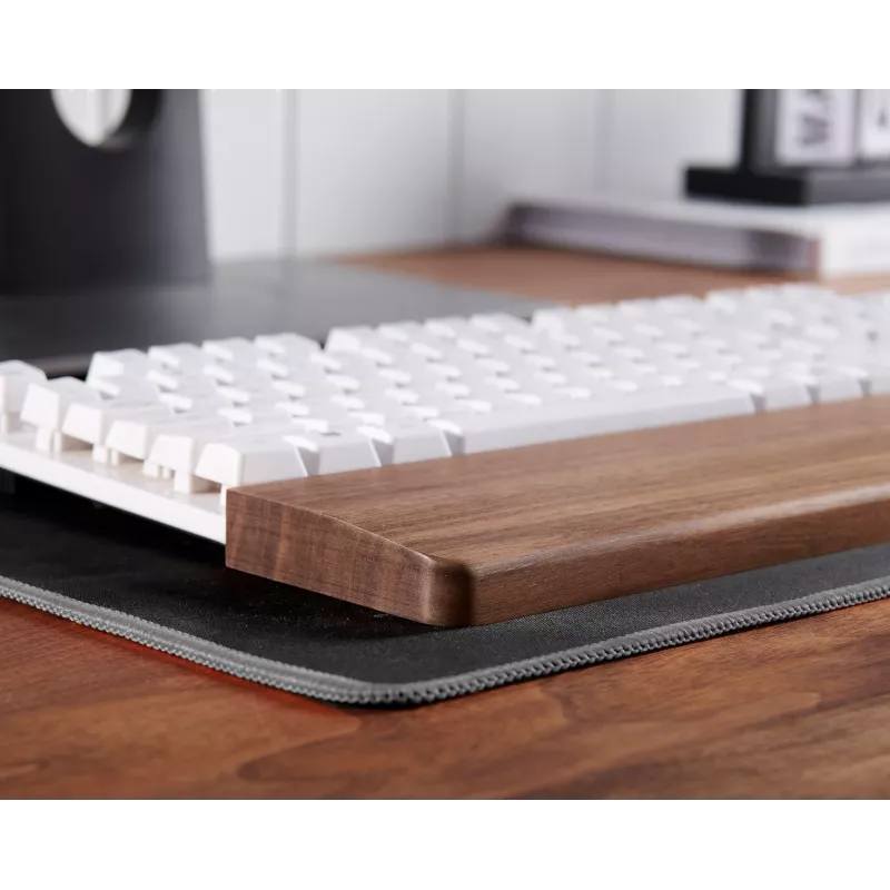 MOZOS KTW2 Reposamuñecas de madera para teclados de tamaño completo, nogal natural, 44 x 8 x 1,6 cm