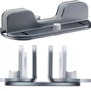MOZOS H1 Soporte universal para portátil y tablet, ajustable en altura e inclinación, plegable, aleación de aluminio, plateado, incl. bolsa de transporte
