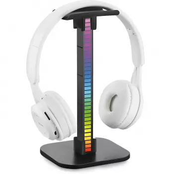 MOZOS D11 soporte para auriculares RGB LED con hub USB y conexión de audio