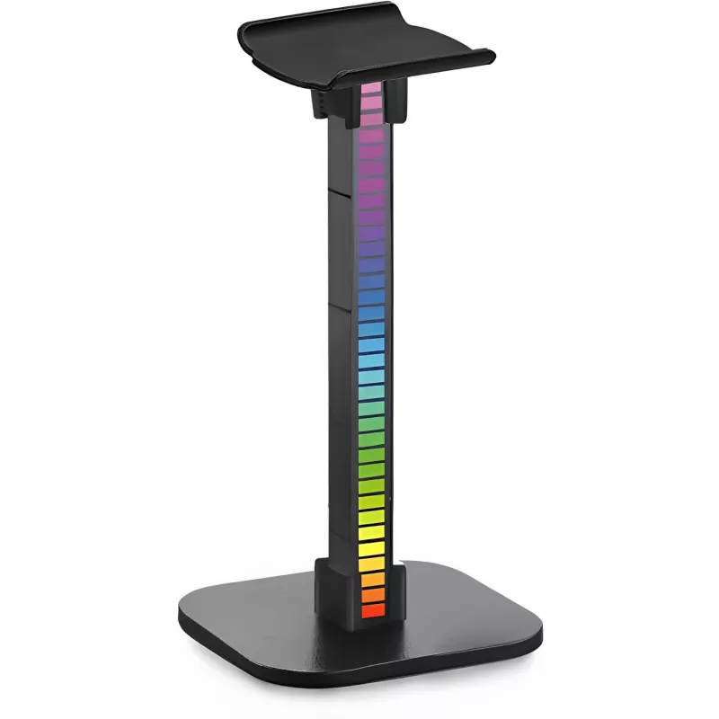 MOZOS D11 soporte para auriculares RGB LED con hub USB y conexión de audio