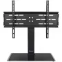 MOZOS TS1 pie universal para TV de 32 inch a 65 inch, base de cristal templado, columna de acero, negro, altura ajustable, VESA hasta 600x400, máx. 40 kg