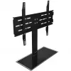 MOZOS TS1 pie universal para TV de 32 inch a 65 inch, base de cristal templado, columna de acero, negro, altura ajustable, VESA hasta 600x400, máx. 40 kg