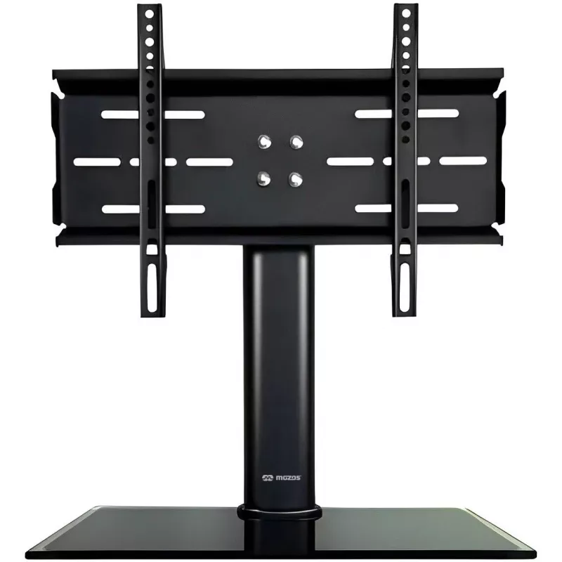 MOZOS TS1 pie universal para TV de 32 inch a 65 inch, base de cristal templado, columna de acero, negro, altura ajustable, VESA hasta 600x400, máx. 40 kg