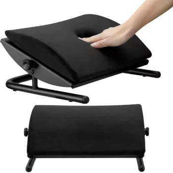 MOZOS FS3 reposapiés ergonómico para la oficina, negro, altura ajustable 110-170 mm, inclinación hasta 30°, superficie antideslizante