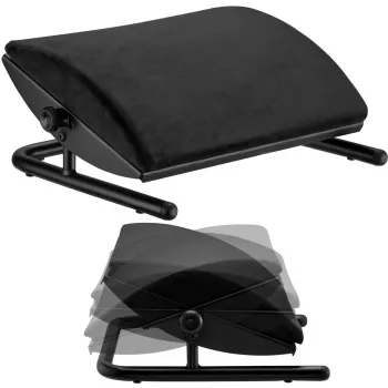 MOZOS FS3 reposapiés ergonómico para la oficina, negro, altura ajustable 110-170 mm, inclinación hasta 30°, superficie antideslizante