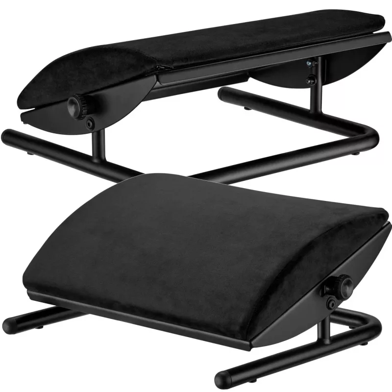 MOZOS FS3 reposapiés ergonómico para la oficina, negro, altura ajustable 110-170 mm, inclinación hasta 30°, superficie antideslizante