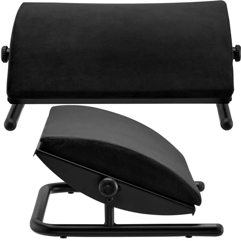 MOZOS FS3 reposapiés ergonómico para la oficina, negro, altura ajustable 110-170 mm, inclinación hasta 30°, superficie antideslizante