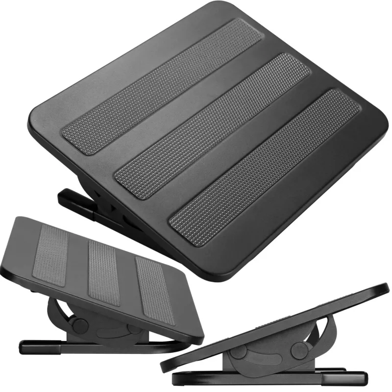 MOZOS FS4 reposapiés ergonómico con altura e inclinación ajustables, negro