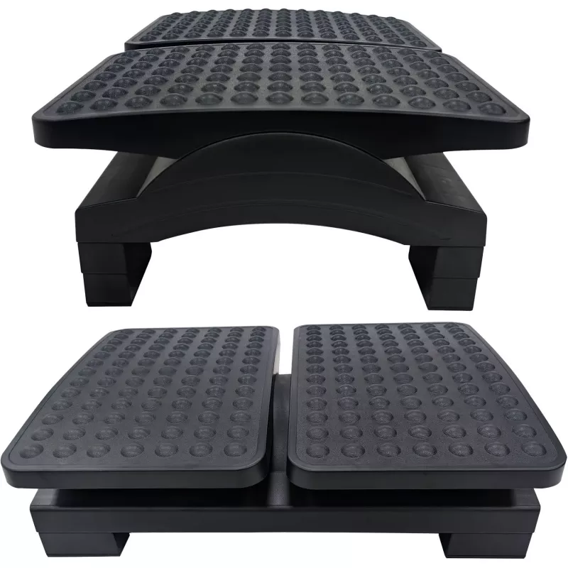 MOZOS FS8 Reposapiés ergonómico para oficina - Altura e inclinación ajustables, superficie de masaje antideslizante, negro
