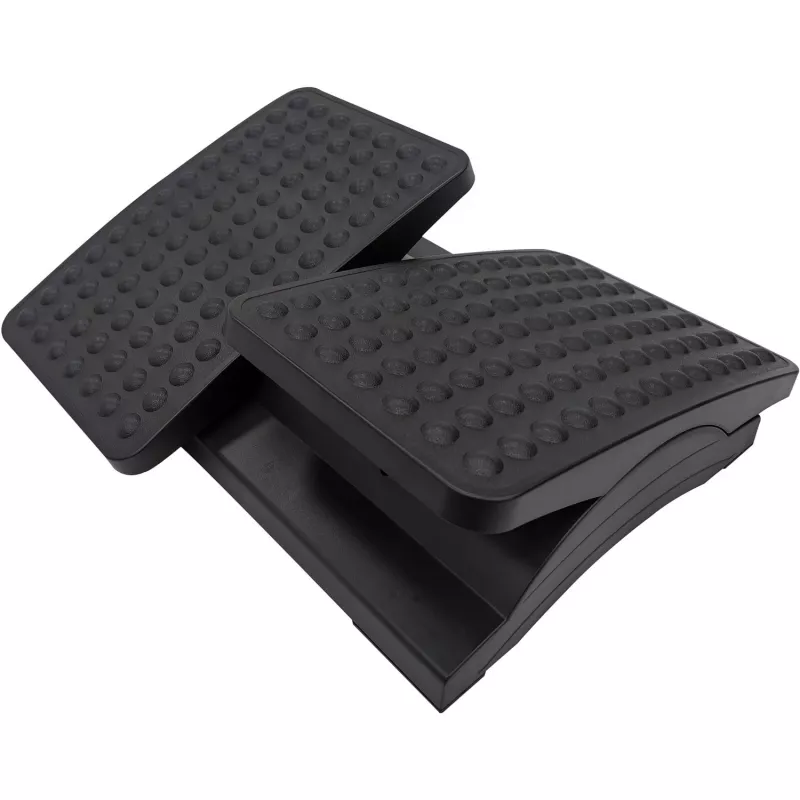 MOZOS FS8 Reposapiés ergonómico para oficina - Altura e inclinación ajustables, superficie de masaje antideslizante, negro