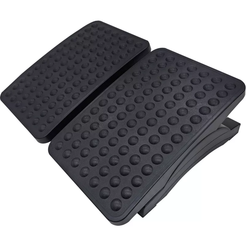 MOZOS FS8 Reposapiés ergonómico para oficina - Altura e inclinación ajustables, superficie de masaje antideslizante, negro