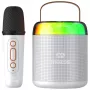 MOZOS MK Micrófono de karaoke blanco con altavoz Bluetooth