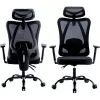 MOZOS ERGO-X Silla de oficina ergonómica con soporte lumbar y reposacabezas ajustables, negra